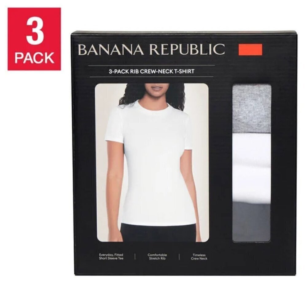 NWT - Banana Republic Women's Ribbed Crewneck T-Shirt, 3-pack, Size X-Large